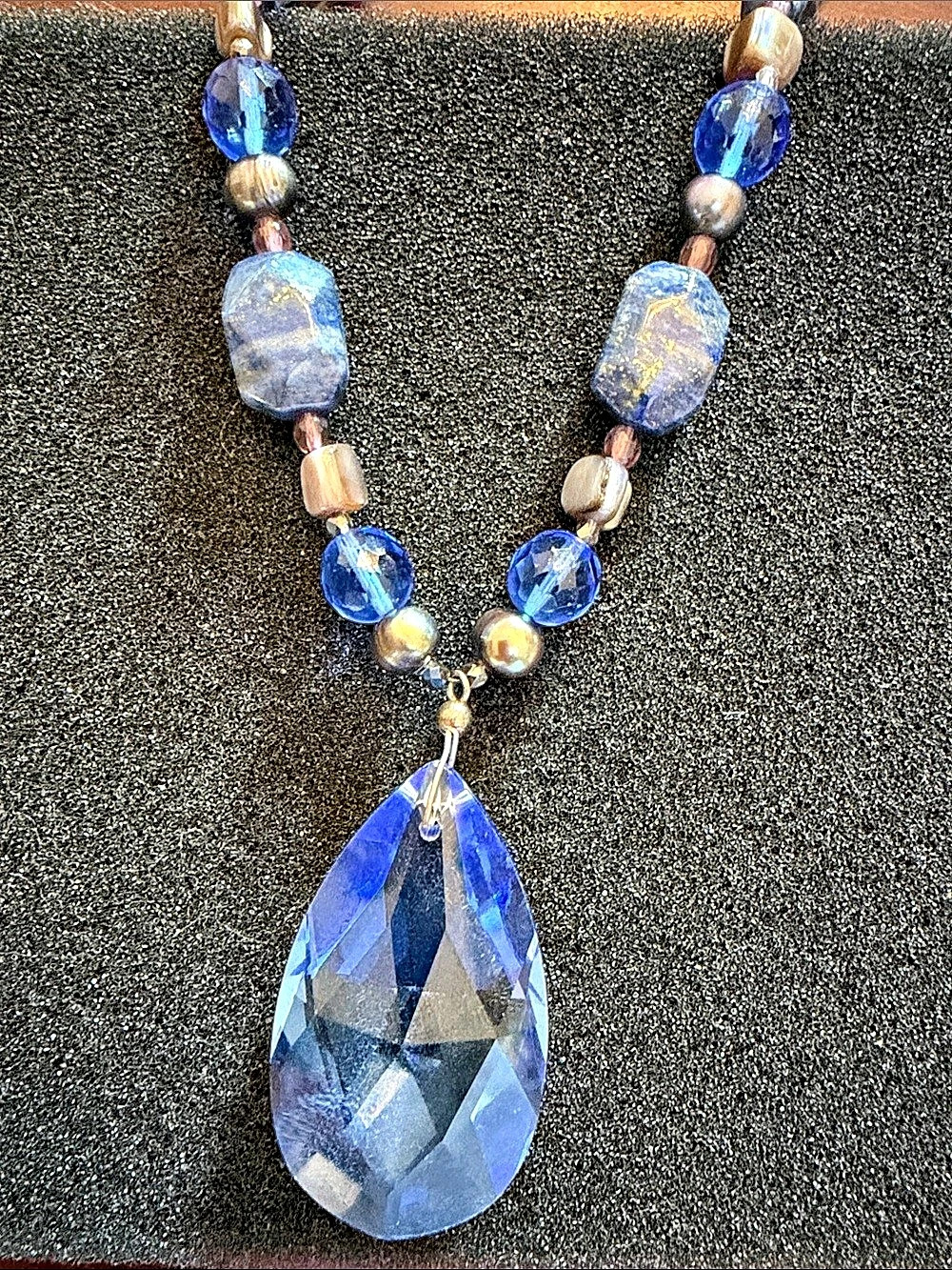 Barse Blue & Purple Beaded Statement Necklace Like New